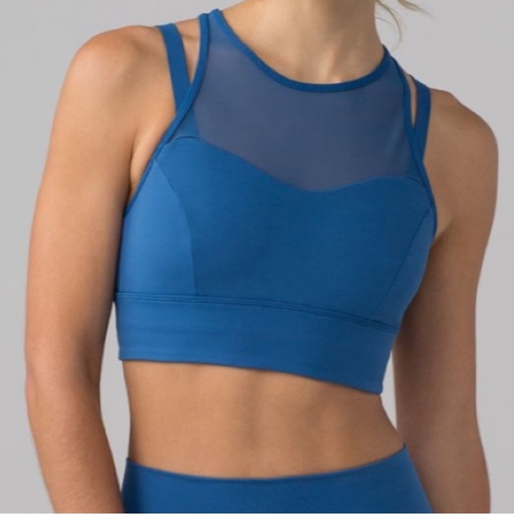 lululemon sun setter bra size 10 blue